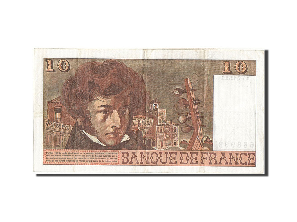 Banknot, Francja, 10 Francs, Berlioz, 1978, 1978-07-06, VF(30-35)
