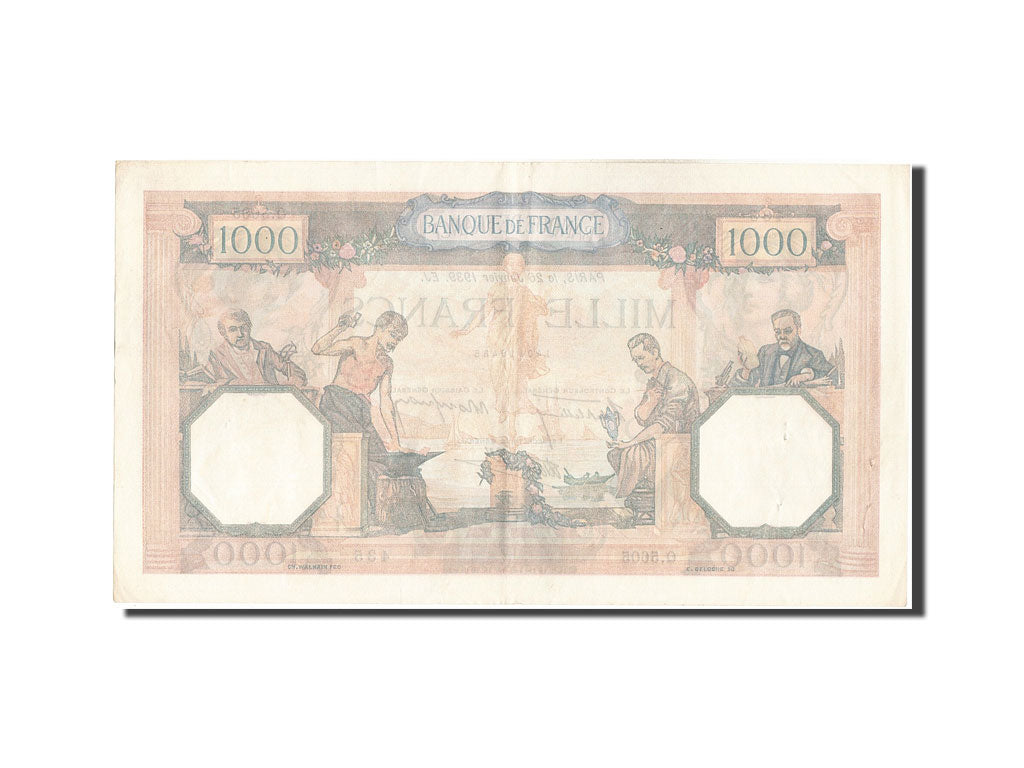 France, 1000 Francs, 1 000 F 1927-1940 ''Cérès et Mercure'', 1939, KM #90c, 1...