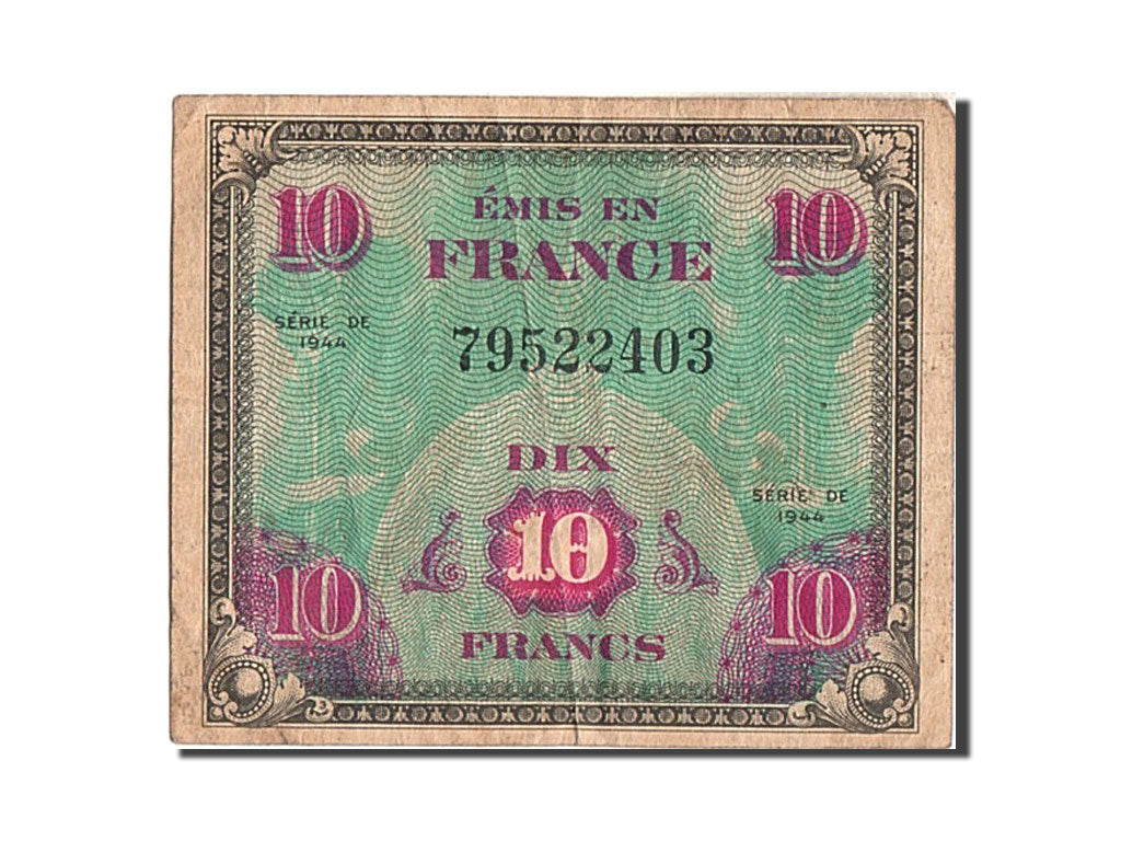 Banknote, France, 10 Francs, 1944 Flag/France, 1944, EF(40-45), Fayette:VF18.1