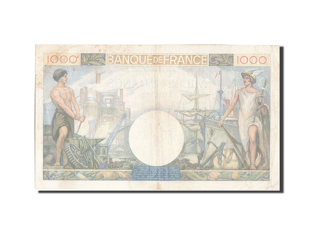 Banknote, France, 1000 Francs, 1 000 F 1940-1944 ''Commerce et Industrie''