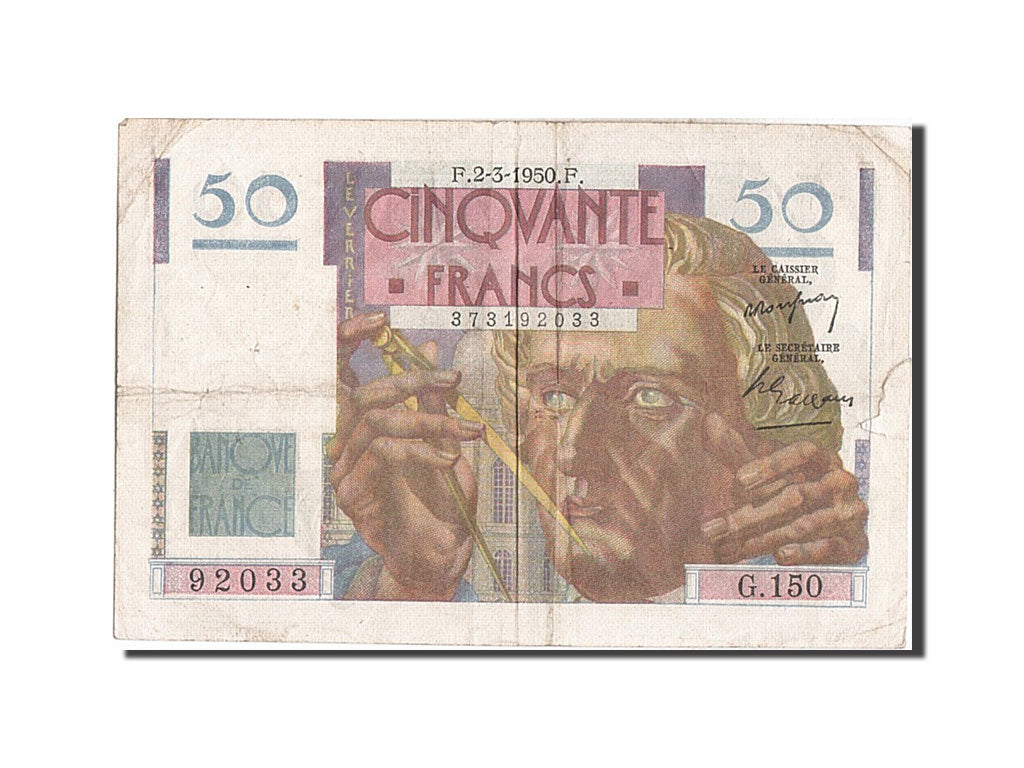 Biljet, Frankrijk, 50 Francs, 50 F 1946-1951 ''Le Verrier'', 1950, 1950-03-02