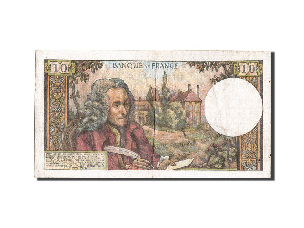 Geldschein, Frankreich, 10 Francs, 10 F 1963-1973 ''Voltaire'', 1970