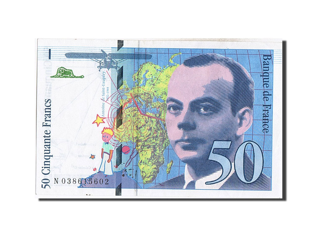 France, 50 Francs, 50 F 1992-1999 ''St Exupéry'', 1997, KM #157Ad, AU(50-53), N.