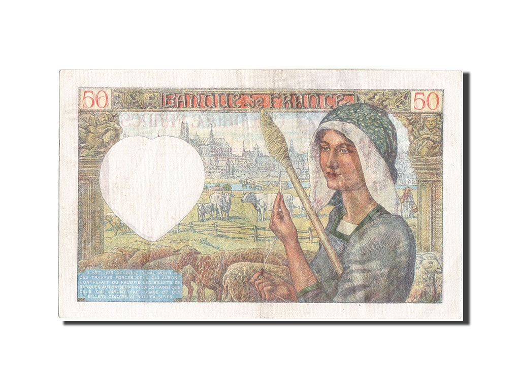 Banknote, France, 50 Francs, 50 F 1940-1942 ''Jacques Coeur'', 1942, 1942-01-08