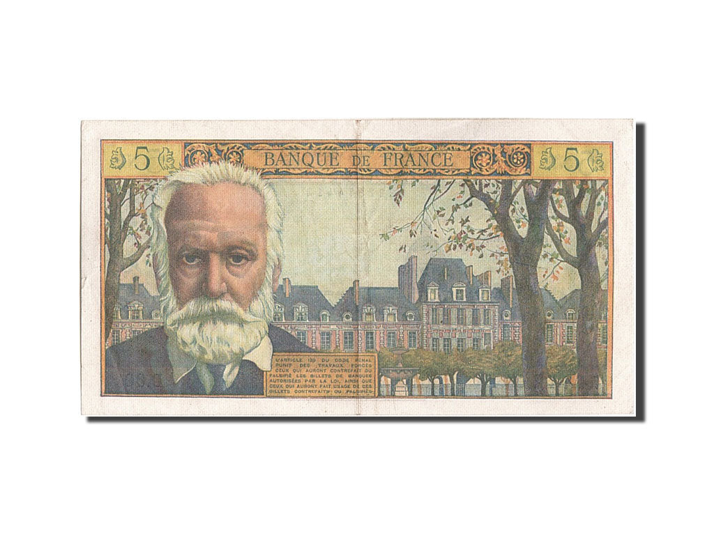 Banknote, France, 5 Nouveaux Francs, 5 NF 1959-1965 ''Victor Hugo'', 1962