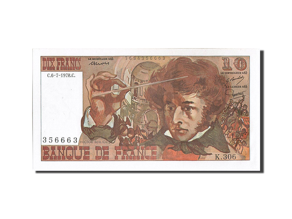 Francia, 10 Francs, 10 F 1972-1978 ''Berlioz'', 1978, KM:150c, 1978-07-06, SP...