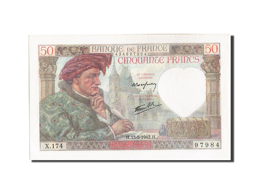 France, 50 Francs, 50 F 1940-1942 ''Jacques Coeur'', 1942, KM #93, 1942-05-15,..