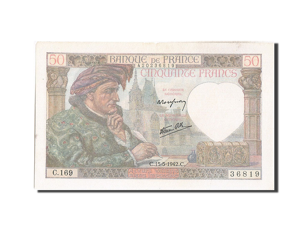 Francia, 50 Francs, 50 F 1940-1942 ''Jacques Coeur'', 1942, KM:93, 1942-05-15...