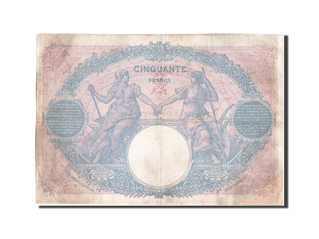 France, 50 Francs, 50 F 1889-1927 ''Bleu et Rose'', 1915, KM #64e, 1915-04-02,..