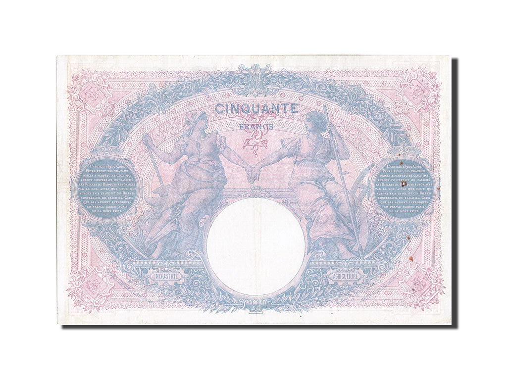 France, 50 Francs, 50 F 1889-1927 ''Bleu et Rose'', 1914, KM #64e, 1914-02-12,..