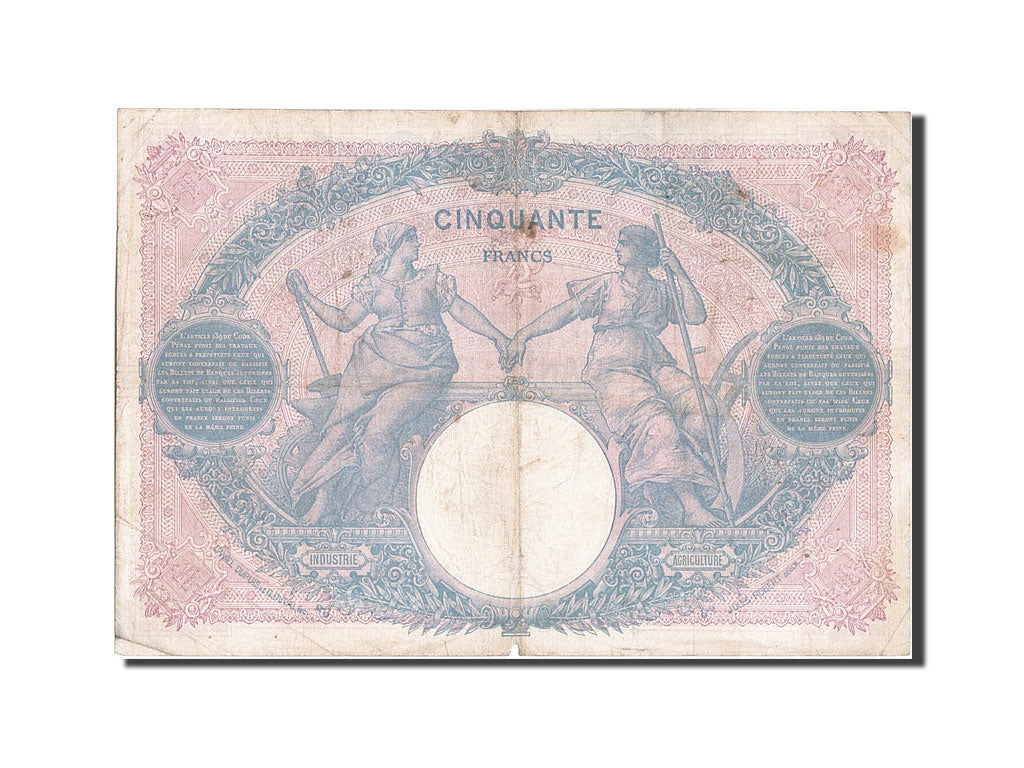 France, 50 Francs, 50 F 1889-1927 ''Bleu et Rose'', 1914, KM #64e, 1914-09-24,..