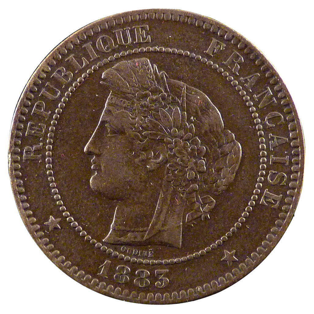 Moneta, Francia, Cérès, 10 Centimes, 1883, Paris, BB+, Bronzo, Gadoury:265a