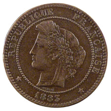 Munten, Frankrijk, Cérès, 10 Centimes, 1883, Paris, ZF+, Bronze, Gadoury:265a