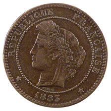 Moneta, Francia, Cérès, 10 Centimes, 1883, Paris, BB+, Bronzo, Gadoury:265a