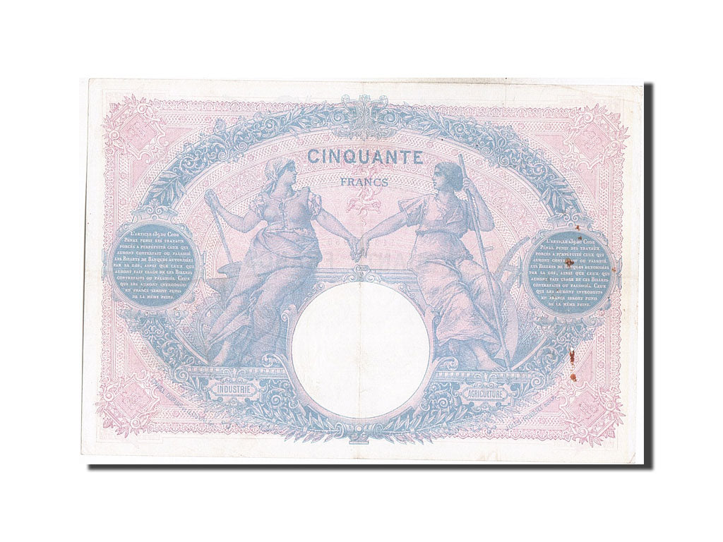 Banknote, France, 50 Francs, 50 F 1889-1927 ''Bleu et Rose'', 1913, 1913-07-29