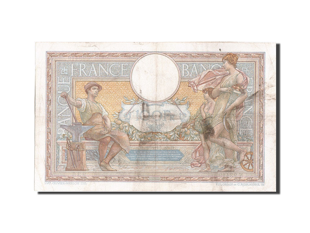 France, 100 Francs, 100 F 1908-1939 ''Luc Olivier Merson'', 1928, KM #78b,...