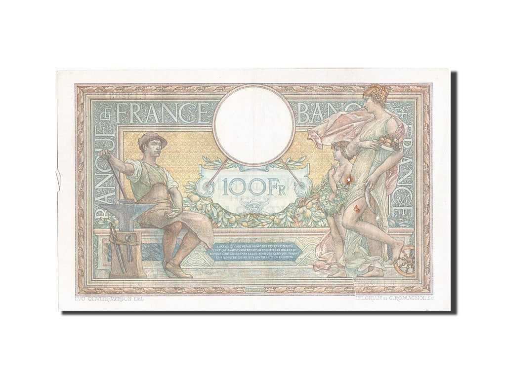 France, 100 Francs, 100 F 1908-1939 ''Luc Olivier Merson'', 1925, KM #78a,...