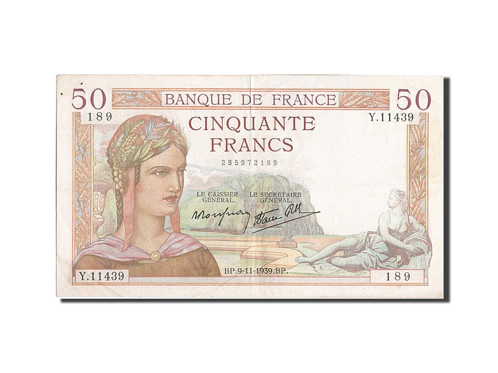 Billete, Francia, 50 Francs, 50 F 1934-1940 ''Cérès'', 1939, 1939-11-09, MBC