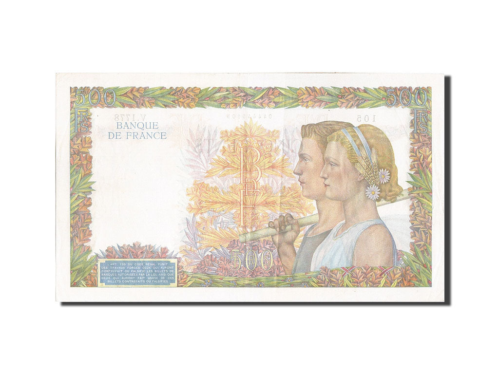 Billet, France, 500 Francs, 500 F 1940-1944 ''La Paix'', 1941, 1941-01-09, TTB