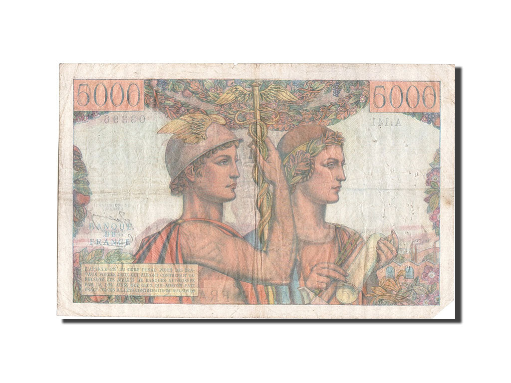 Francia, 5000 Francs, 5 000 F 1949-1957 ''Terre et Mer'', 1953, KM:131c, 1953...