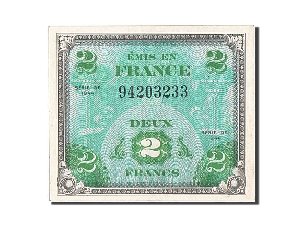 France, 2 Francs, 1944 Flag/France, 1944, KM #114a, UNC(63), 94203233, Fayette..