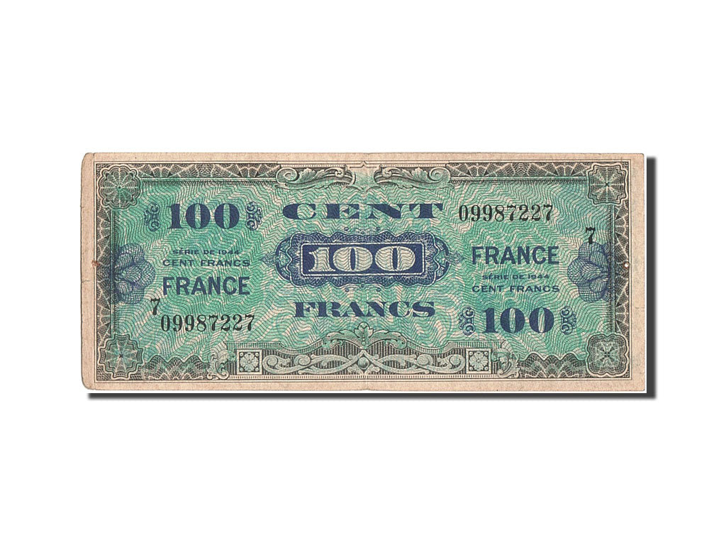 France, 100 Francs, 1945 Verso France, 1945, KM #123c, VF(20-25), 7 09987227,...