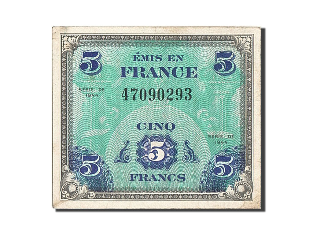 France, 5 Francs, 1944 Flag/France, 1944, KM #115a, VF(30-35), 47090293,...