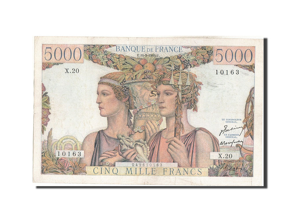 France, 5000 Francs, 5 000 F 1949-1957 ''Terre et Mer'', 1949, KM #131a,...