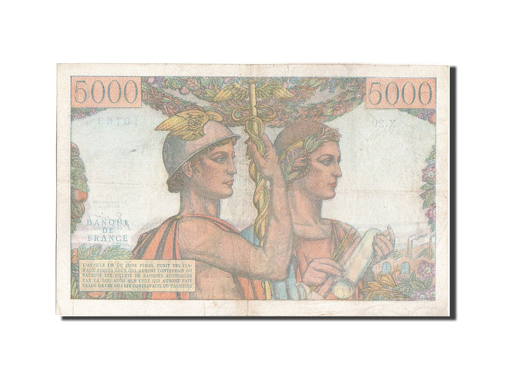 France, 5000 Francs, 5 000 F 1949-1957 ''Terre et Mer'', 1949, KM #131a,...