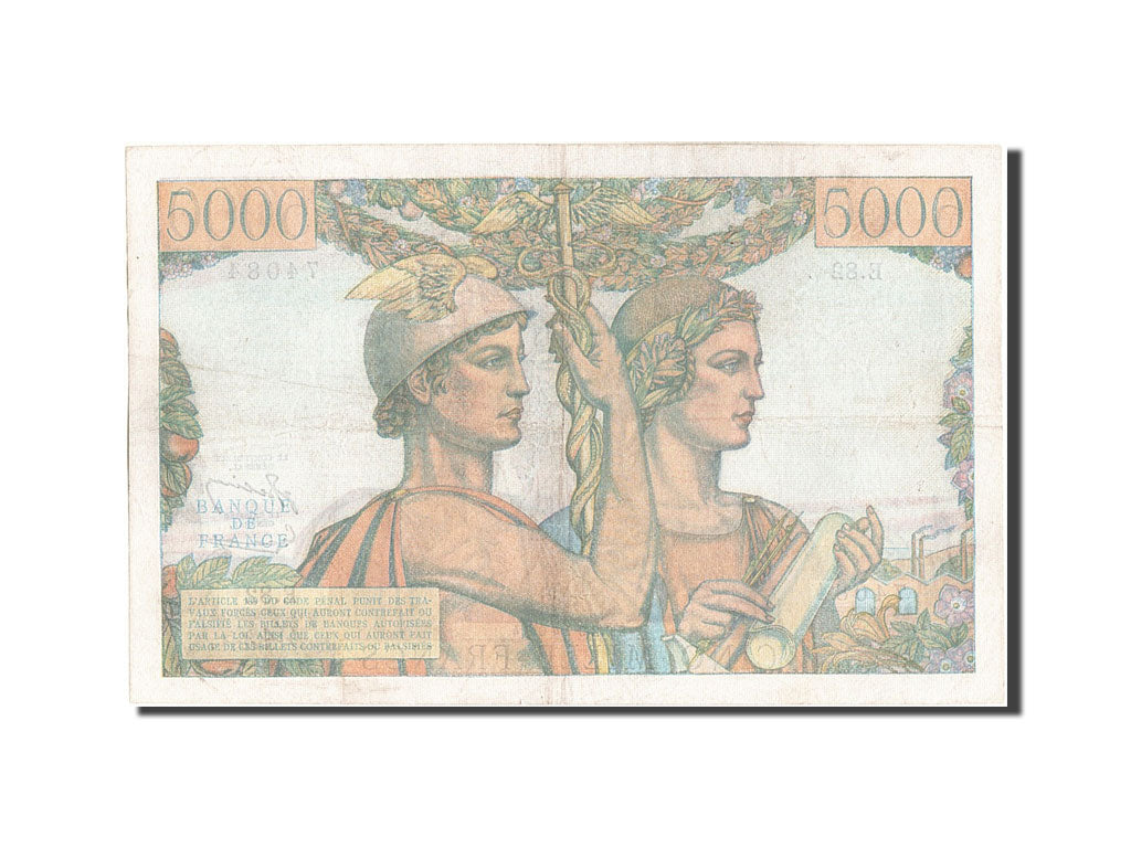France, 5000 Francs, 5 000 F 1949-1957 ''Terre et Mer'', 1951, KM #131c,...