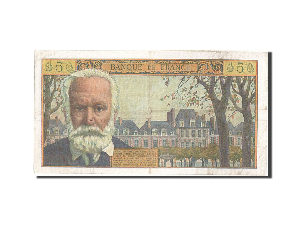 France, 5 Nouveaux Francs, 5 NF 1959-1965 ''Victor Hugo'', 1962, KM #141a,...
