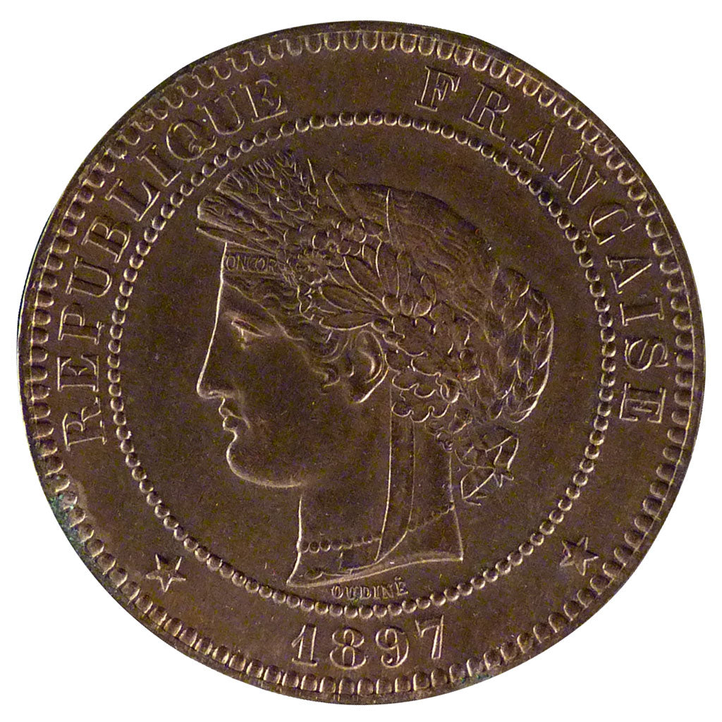 FRANCE, Cérès, 10 Centimes, 1897, Paris, KM #815.1, MS(60-62), Bronze, Gadoury #