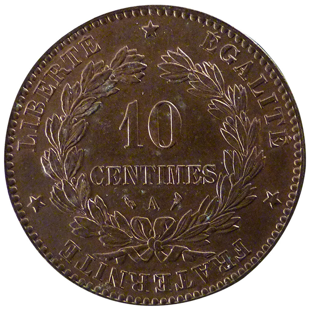 FRANCE, Cérès, 10 Centimes, 1897, Paris, KM #815.1, MS(60-62), Bronze, Gadoury #