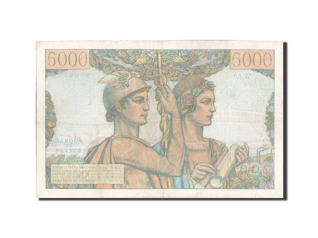 France, 5000 Francs, 5 000 F 1949-1957 ''Terre et Mer'', 1951, KM #131c,...
