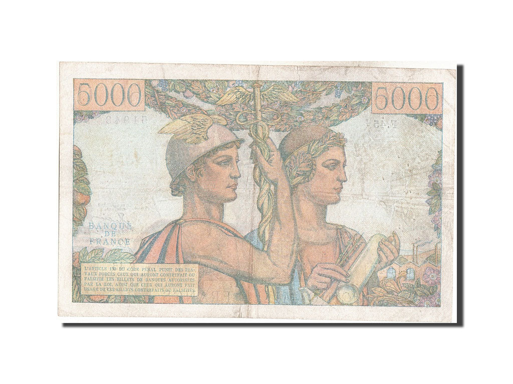 France, 5000 Francs, 5 000 F 1949-1957 ''Terre et Mer'', 1951, KM #131b,...