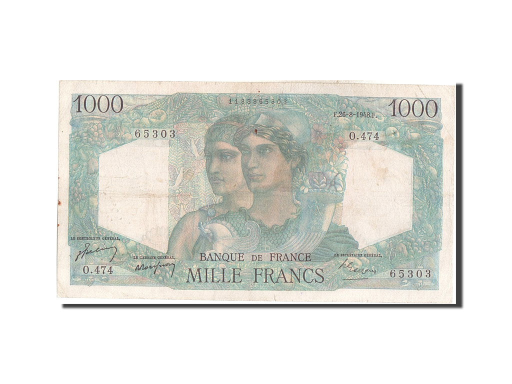 Biljet, Frankrijk, 1000 Francs, 1 000 F 1945-1950 ''Minerve et Hercule'', 1948