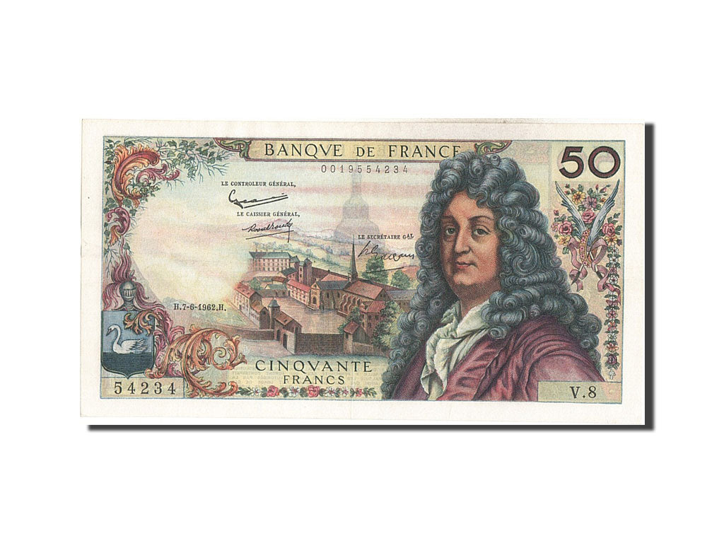 Geldschein, Frankreich, 50 Francs, 50 F 1962-1976 ''Racine'', 1962, 1962-06-07