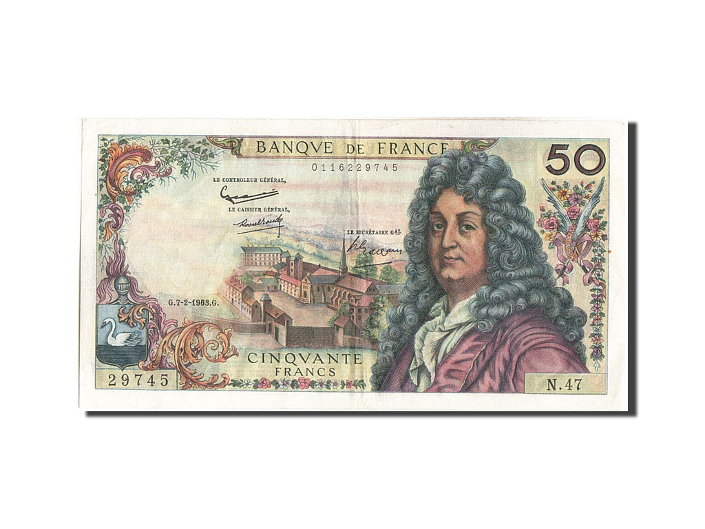 Francia, 50 Francs, 50 F 1962-1976 ''Racine'', 1963, KM:148a, 1963-02-07, BB,...