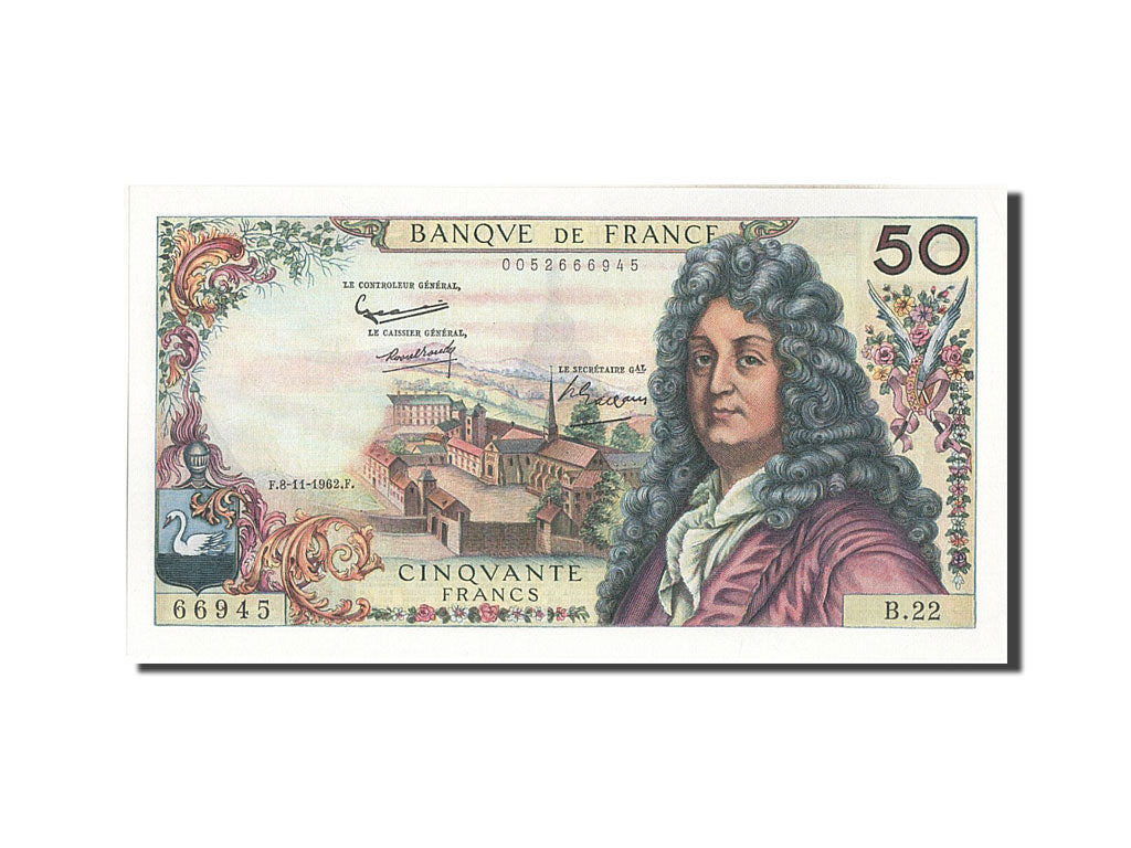 Banknote, France, 50 Francs, 50 F 1962-1976 ''Racine'', 1962, 1962-11-08