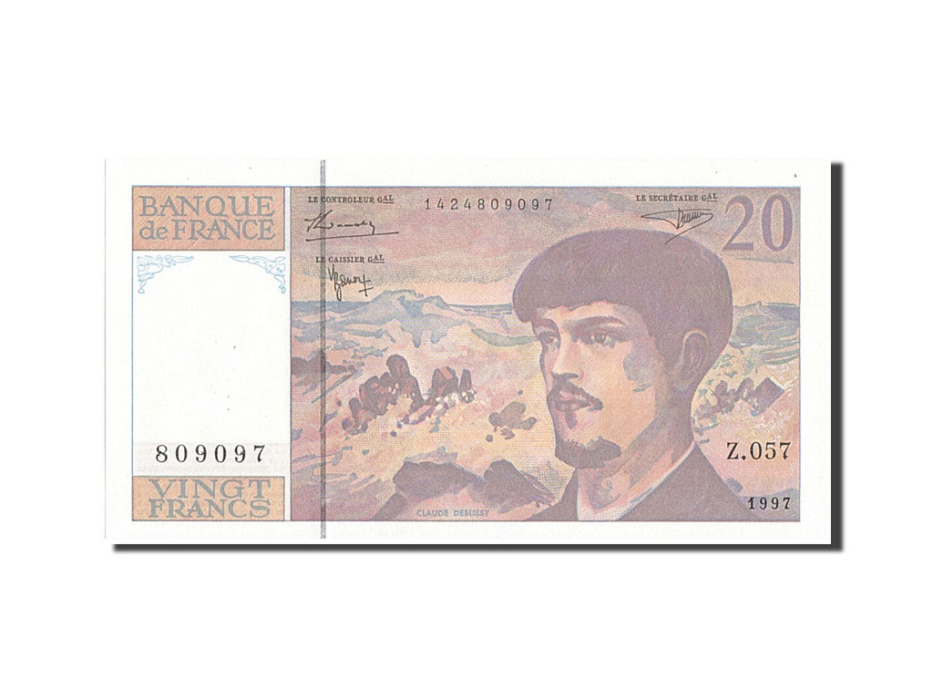 Geldschein, Frankreich, 20 Francs, 20 F 1980-1997 ''Debussy'', 1997, UNZ