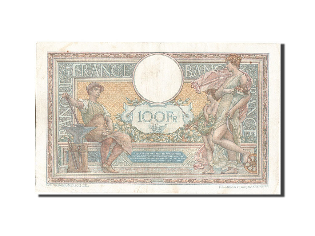 France, 100 Francs, 100 F 1908-1939 ''Luc Olivier Merson'', 1927, KM #78b,...