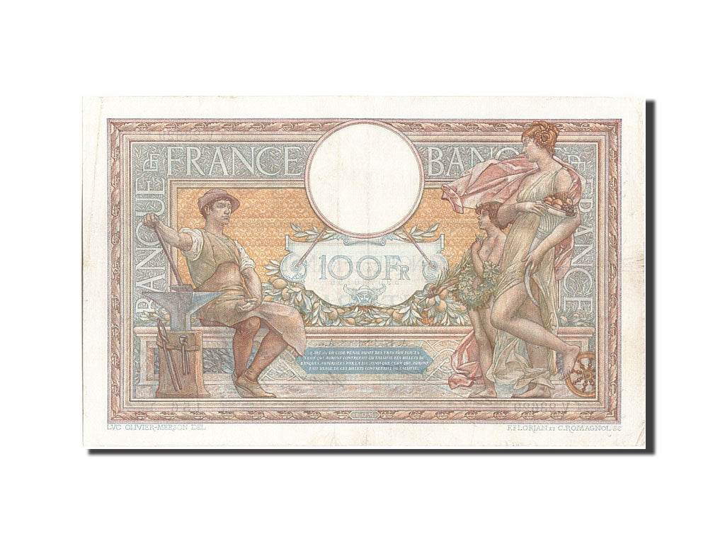 France, 100 Francs, 100 F 1908-1939 ''Luc Olivier Merson'', 1928, KM #78b,...