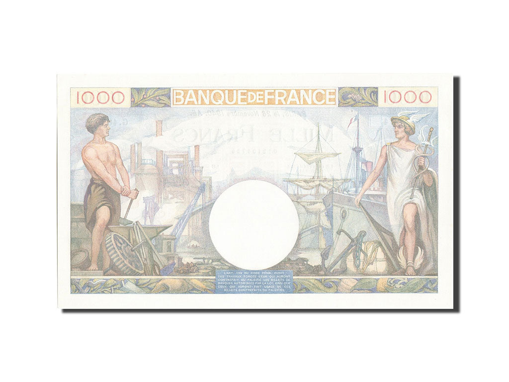 France, 1000 Francs, 1 000 F 1940-1944 ''Commerce et Industrie'', 1940, KM...