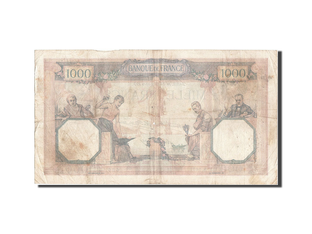 Geldschein, Frankreich, 1000 Francs, 1 000 F 1927-1940 ''Cérès et Mercure''