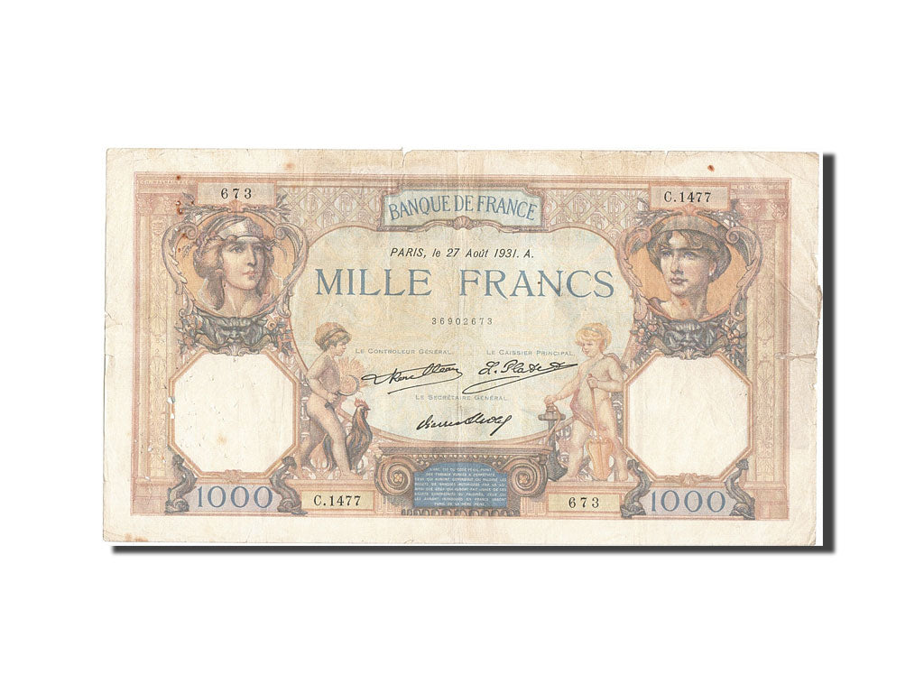 Biljet, Frankrijk, 1000 Francs, 1 000 F 1927-1940 ''Cérès et Mercure'', 1931