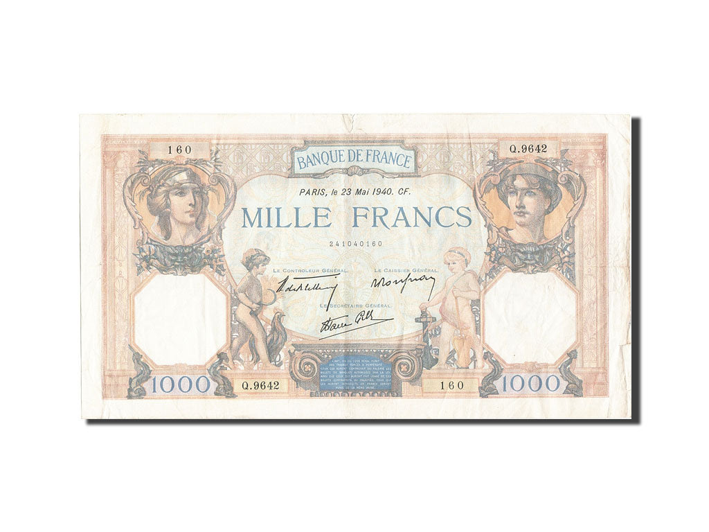Billete, Francia, 1000 Francs, 1 000 F 1927-1940 ''Cérès et Mercure'', 1940