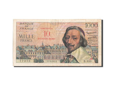 Banknote, France, 10 Nouveaux Francs on 1000 Francs, 1955-1959 Overprinted with