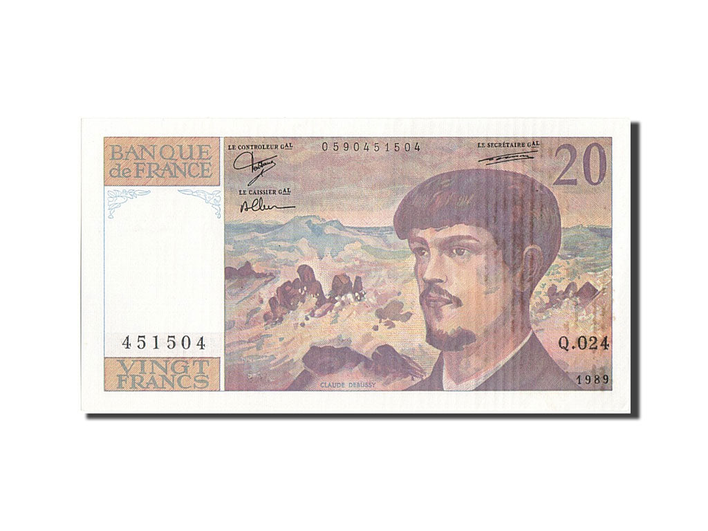 Biljet, Frankrijk, 20 Francs, 20 F 1980-1997 ''Debussy'', 1989, SUP