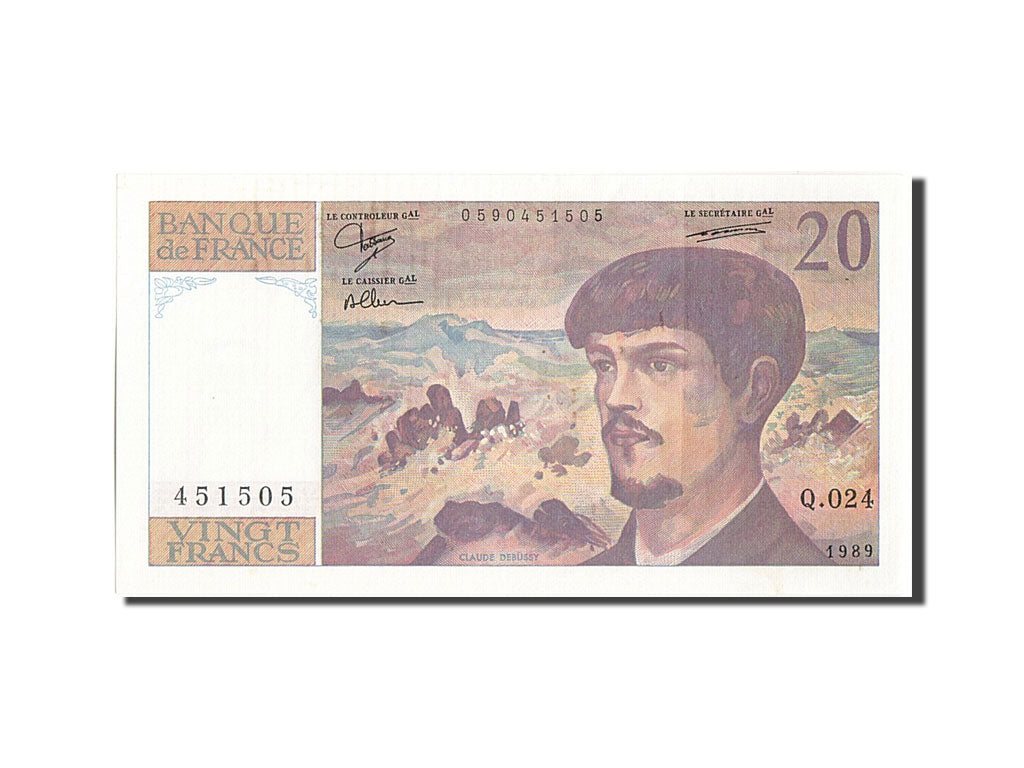 Geldschein, Frankreich, 20 Francs, 20 F 1980-1997 ''Debussy'', 1989, VZ