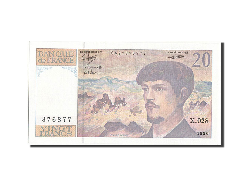 Banknote, France, 20 Francs, 20 F 1980-1997 ''Debussy'', 1990, UNC(60-62)